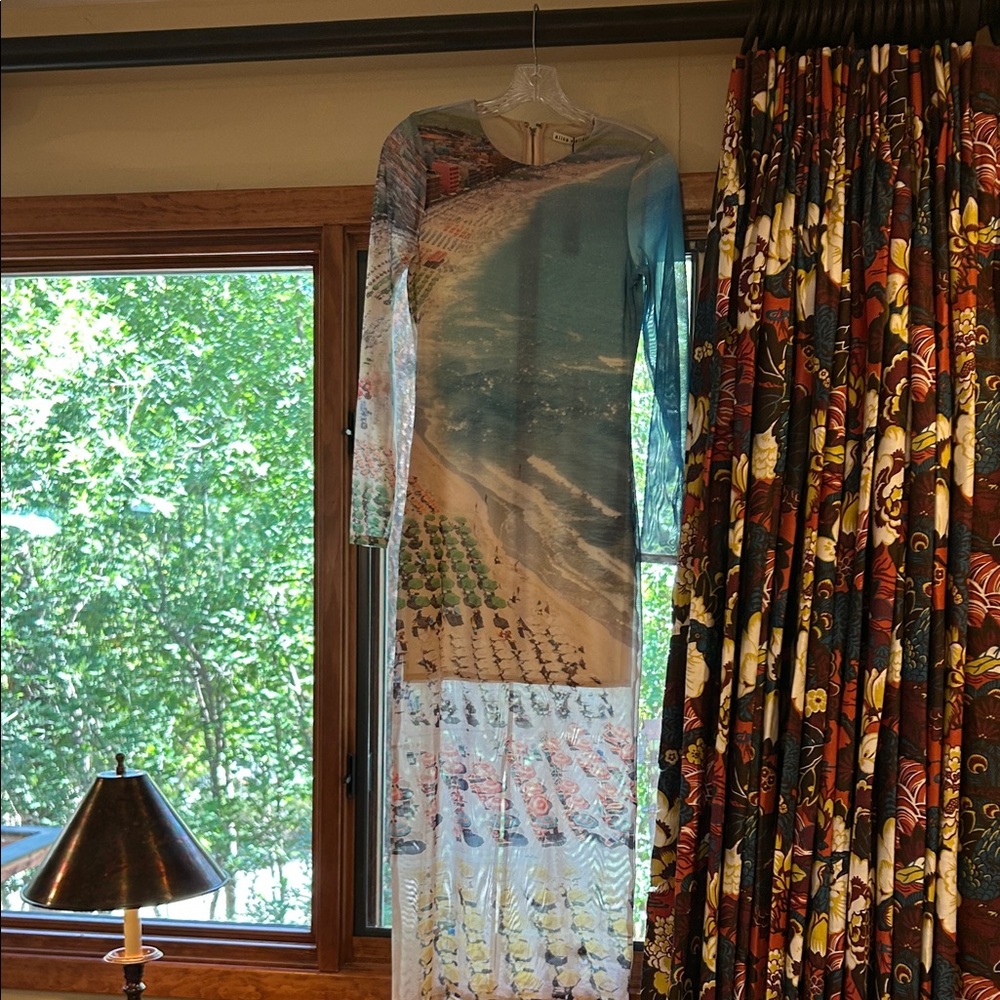 NWT Beautiful Alice and Olivia long beach scene dress with zipper down the back